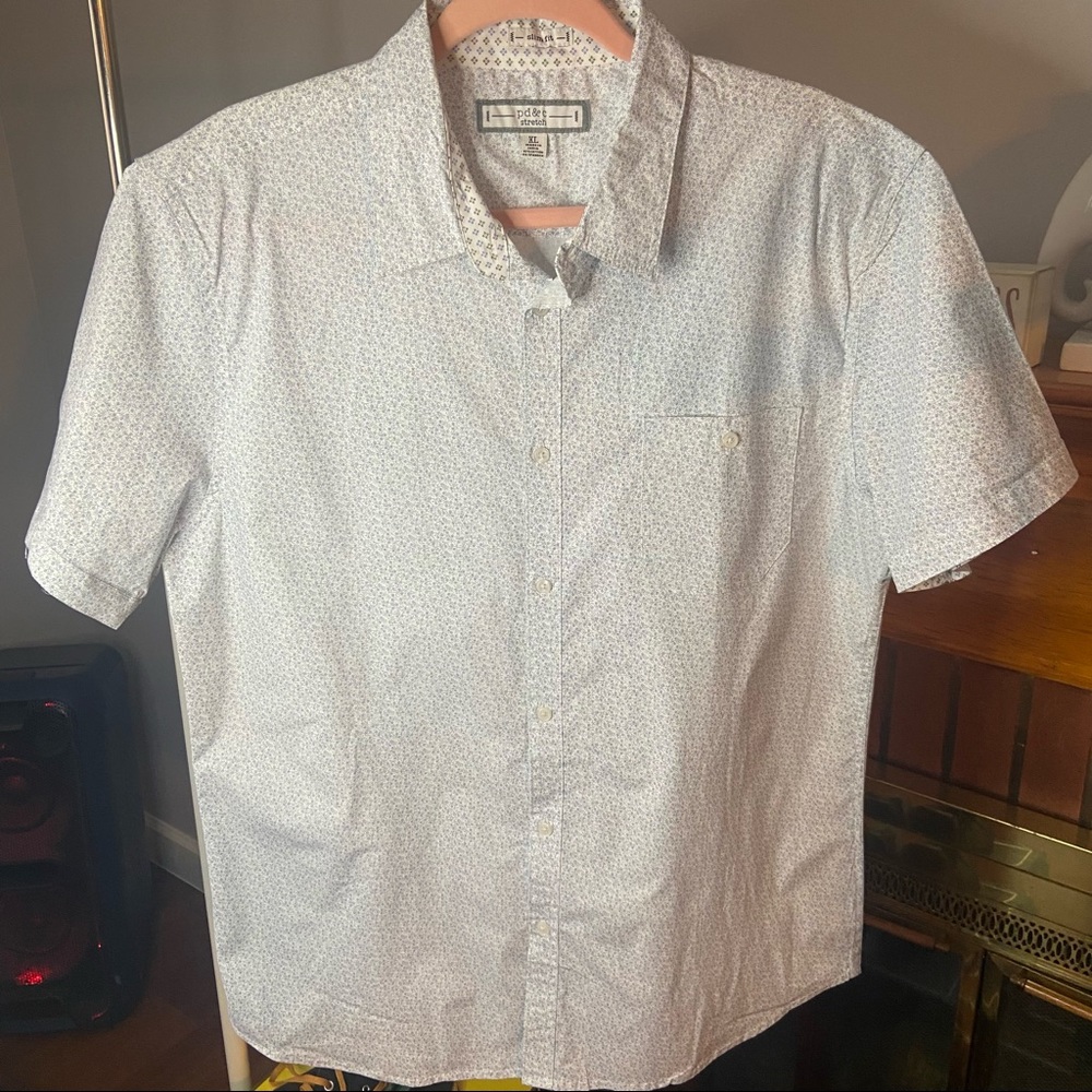 Pd&c button down shirt slim fit stretch size XL